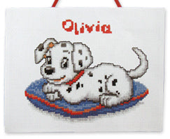 Cross Stitch Kit - Dalmatian 18x14cm name plaque with cord