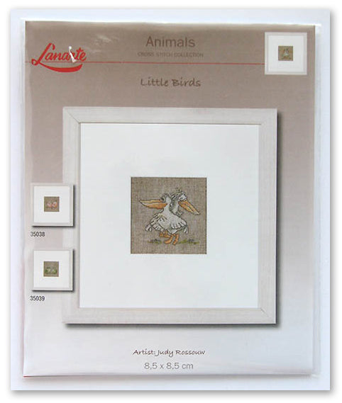 Cross Stitch Kit - Pelicans 8.5x8.5cm